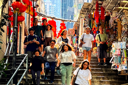 Hong Kong's Pottinger Street - a polyglot culture requiries multiple language proficiency for international business