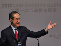 Hong Kong Chief Executive candidate and former Hong Kong Chief Secretary Henry Tang at a campaign rally