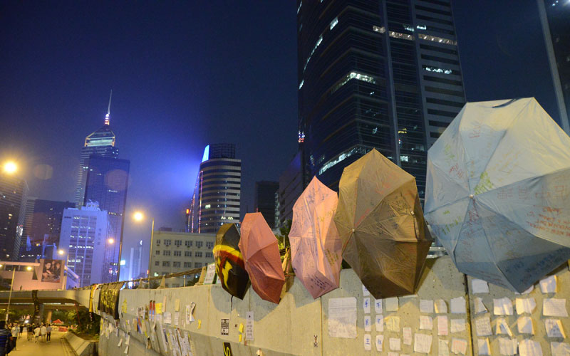 Umbrellas at Admiralty, a poignant symbol of the protest / photo: Vijay Verghese