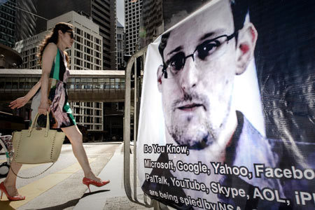 Edward Snowden poster in Hong Kong, 18 June, 2013. The 29-year-old former contractor for the National Security Agency exposed a US global surveillance network